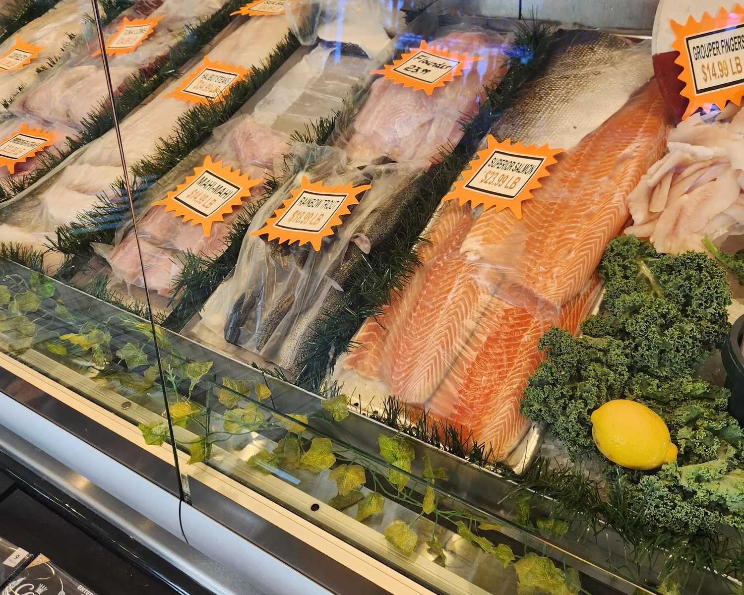 The fresh seafood case at Caplinger's Fresh Catch, Indianapolis