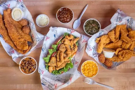 Fried seafood trays for catering