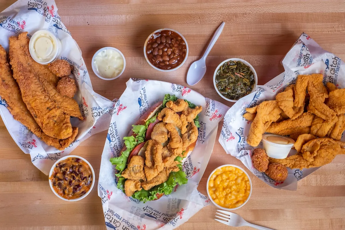 Fried seafood dinners hot from the Caplinger's kitchen